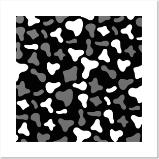 Black Grey White Dairy Cow Print Pattern Posters and Art